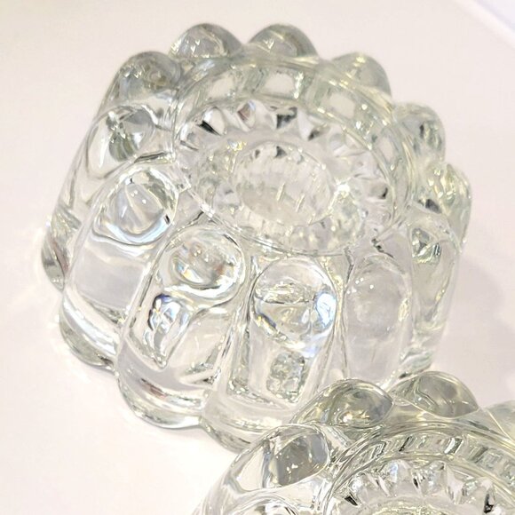 Vintage Bubble Glass Candle Holders Pair of Retro Candlesticks for Boho Tablesca - Picture 3 of 7